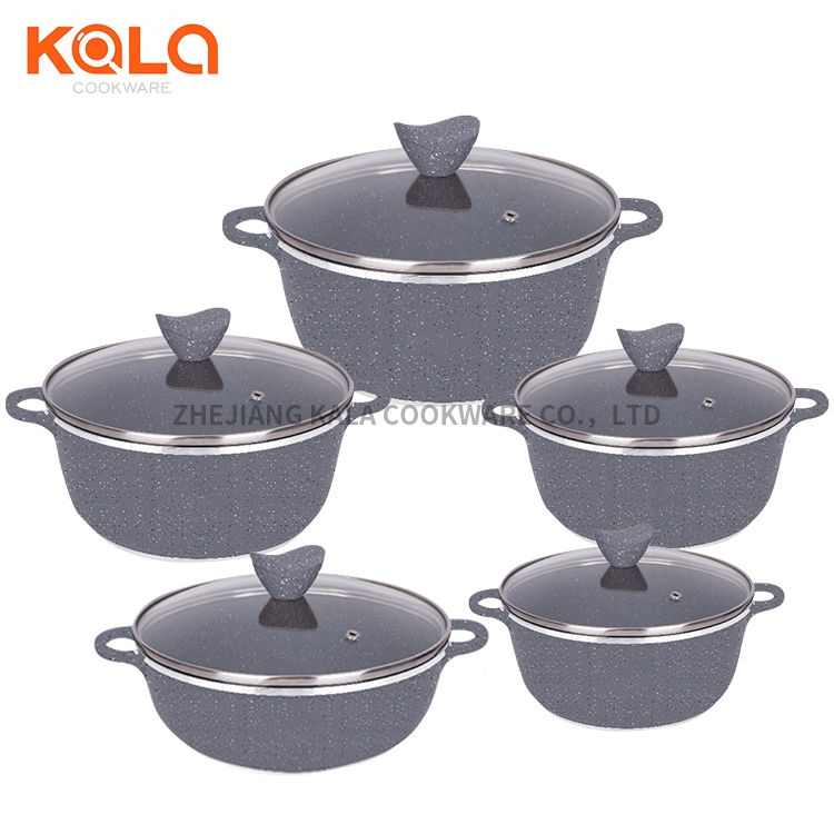 New Arrival China Clear Cooking Pots -
 Good selling kitchen supplies aluminum insulated ensemble casserole set cooking pot granite cookware sets non stick China pots and pans set factory – KALA